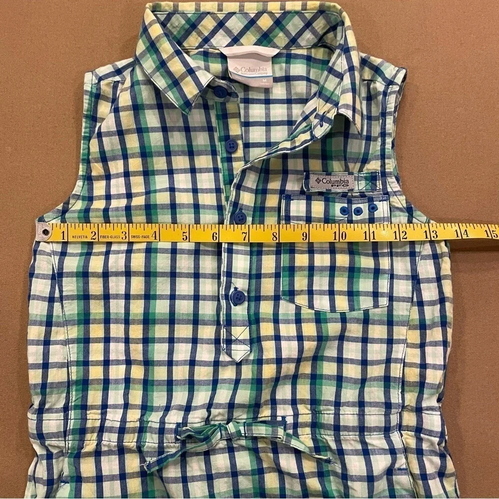 Columbia Girl’s Cotton Super Bonehead Sleeveless Dress Plaid Size Medium 10/12